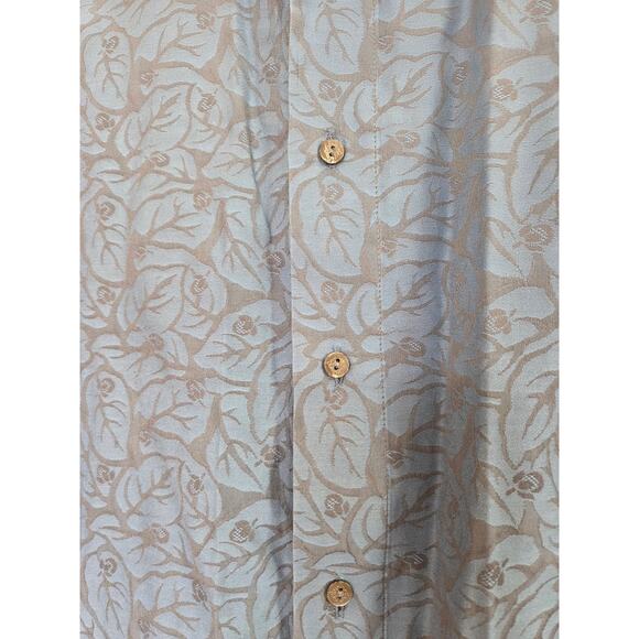 Robert Graham Blue Leaf Pattern Silk Flip Collar Buttondown Shirt, Men's Size XL - Picture 4 of 12